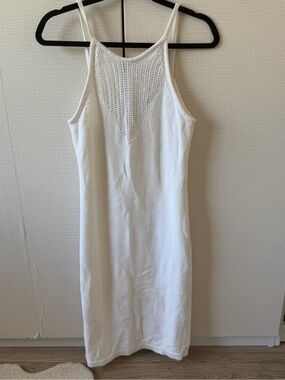 Calvin Klein White Knit Midi Slip Dress